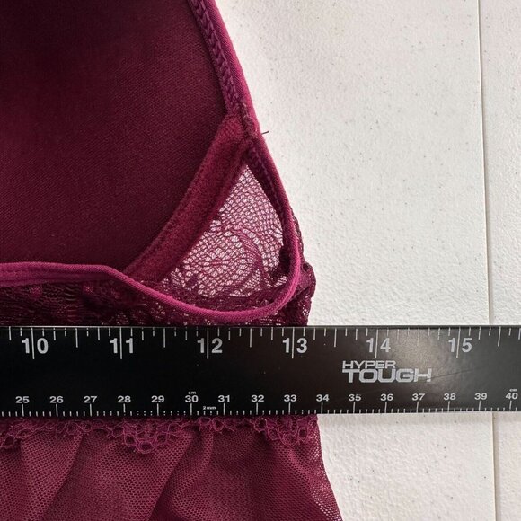 Daisy Fuentes Sheer Lace L Babydoll Nightgown Lingerie Plum Adjustable Purple - Picture 2 of 9